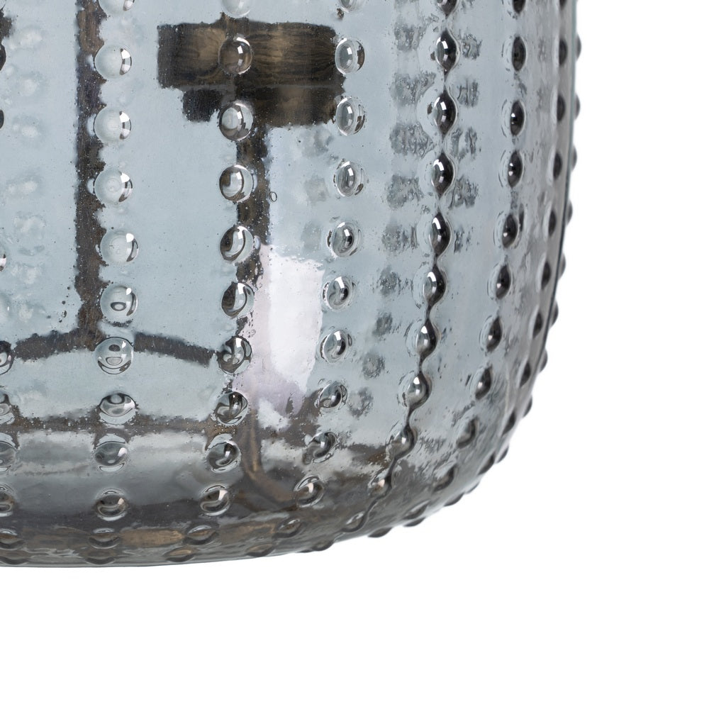 PORTAVELAS GRIS CRISTAL DECORACIÓN 23 X 23 X 20 CM