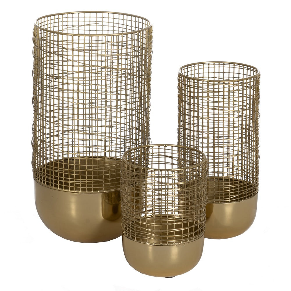 GOLD IRON DECORATIVE VASE 21 X 21 X 40 CM