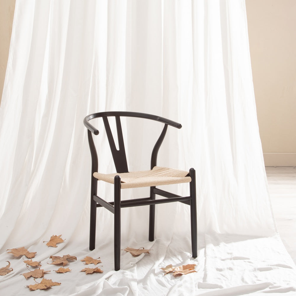 SILLA NEGRO MADERA / FIBRA SALÓN 55 X 55 X 77 CM