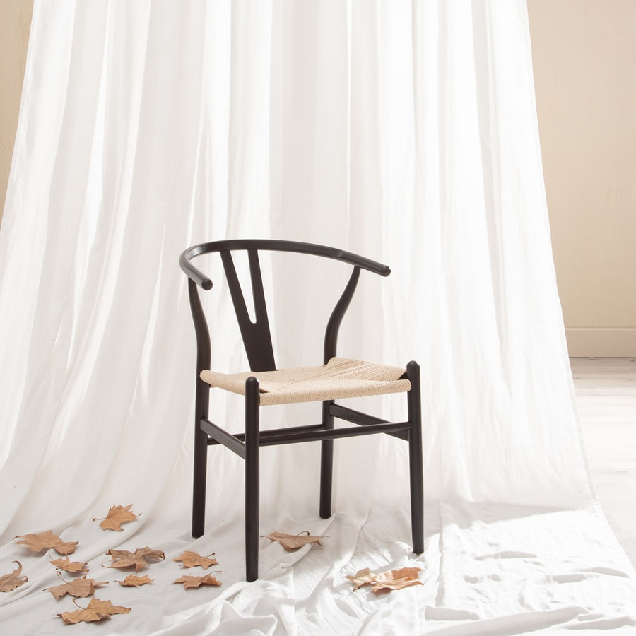 SILLA NEGRO MADERA / FIBRA SALÓN 55 X 55 X 77 CM