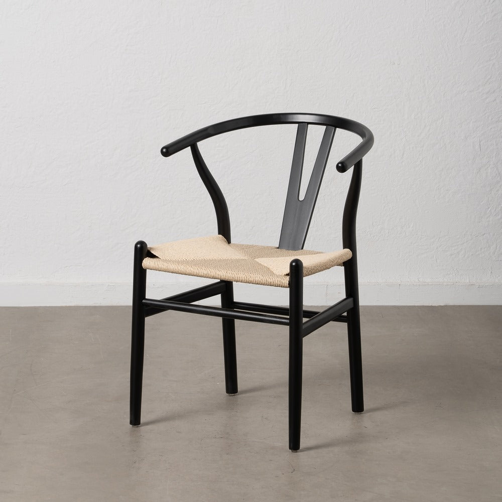 SILLA NEGRO MADERA / FIBRA SAL�N 55 X 55 X 77 CM