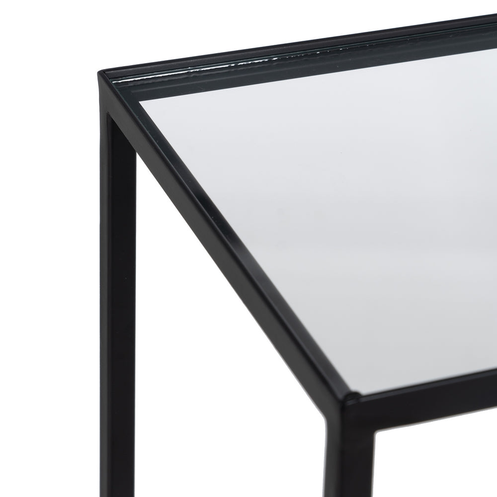 SHELF BLACK METAL-GLASS 65 X 25 X 110 CM