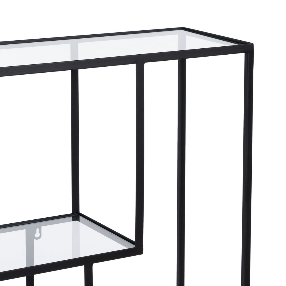 SHELF BLACK METAL-GLASS 65 X 25 X 110 CM
