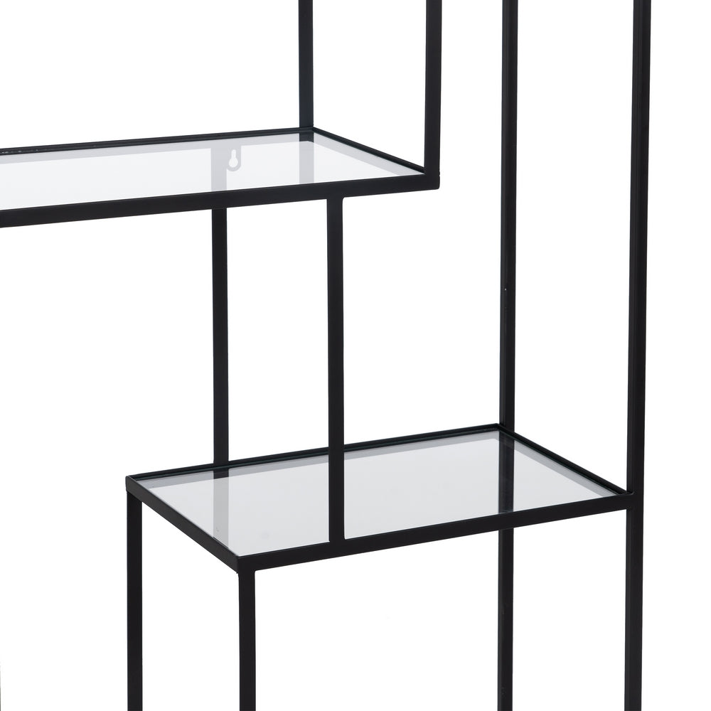 SHELF BLACK METAL-GLASS 65 X 25 X 110 CM