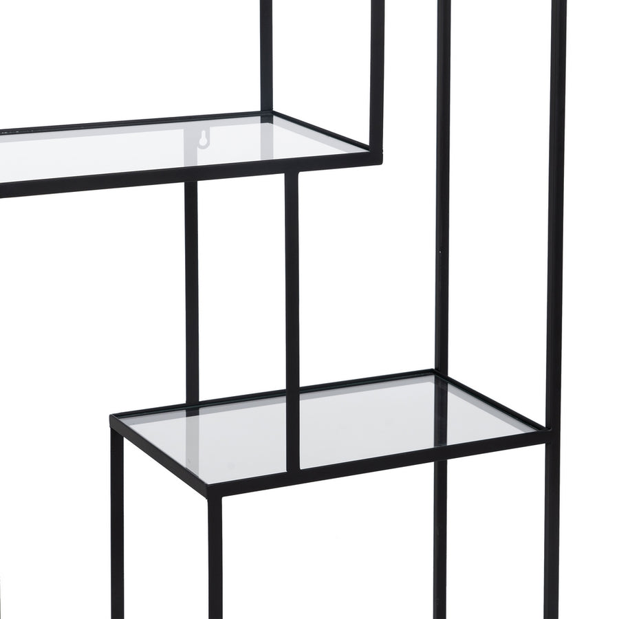 ESTANTERÍA NEGRO METAL-CRISTAL 65 X 25 X 110 CM