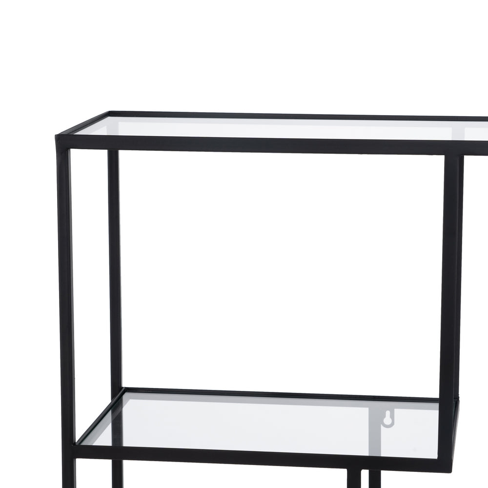 SHELF BLACK METAL-GLASS 65 X 25 X 110 CM