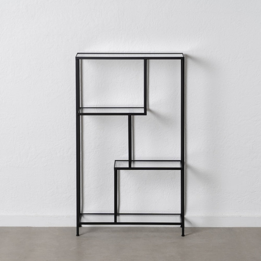 ESTANTERÍA NEGRO METAL-CRISTAL 65 X 25 X 110 CM