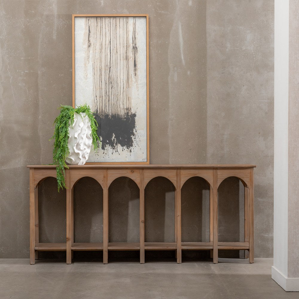 CONSOLA NATURAL MADERA DE PINO ENTRADA 210 X 38 X 90 CM