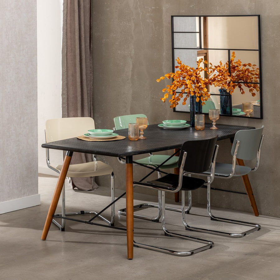 MESA NEGRO-NATURAL DM-METAL 179 X 90 X 75 CM