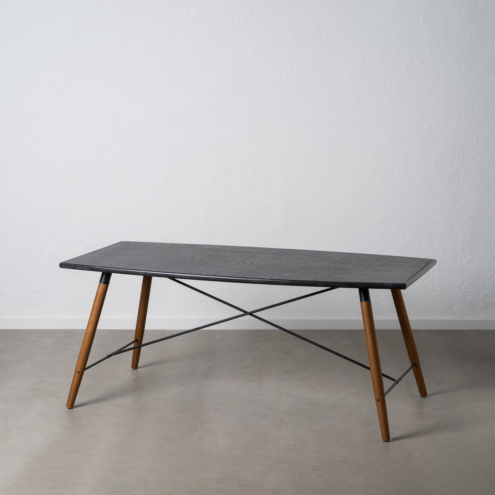 MESA NEGRO-NATURAL DM-METAL 179 X 90 X 75 CM