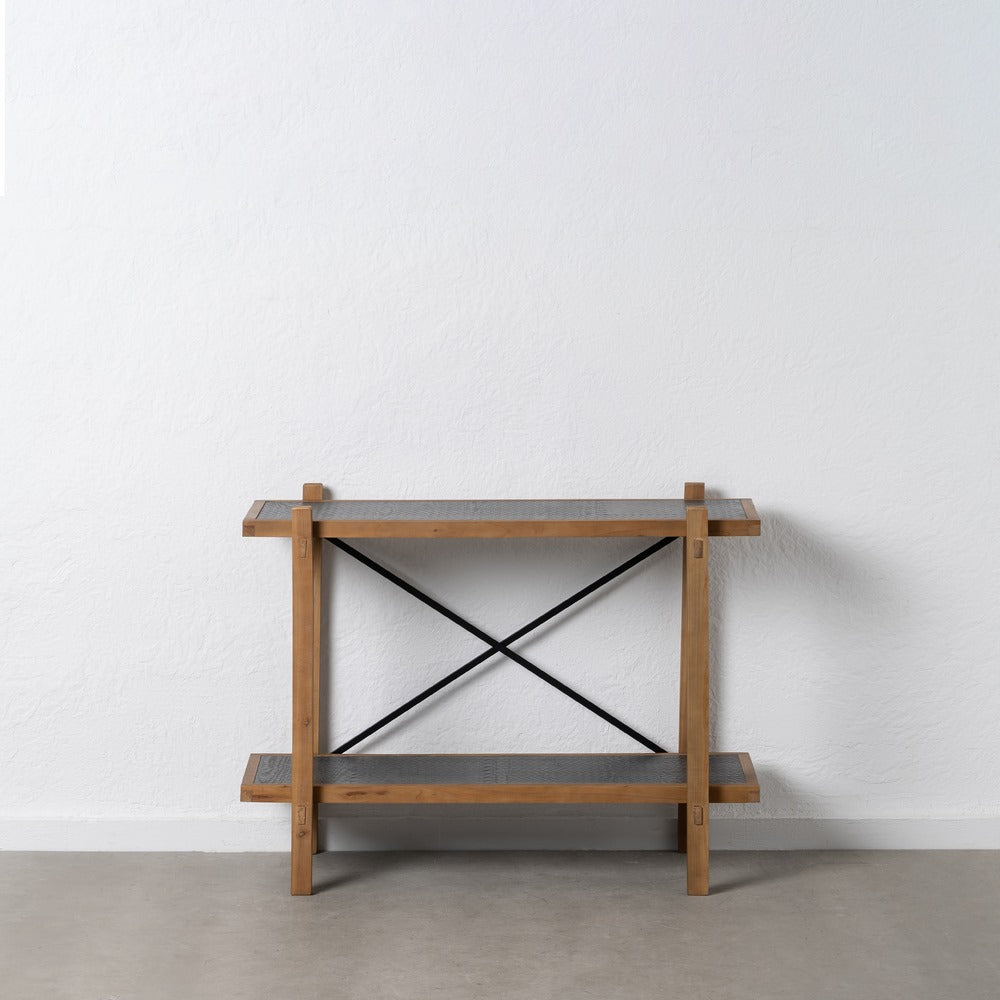 ESTANTERÍA NEGRO-NATURAL MADERA / METAL 107 X 40 X 80 CM