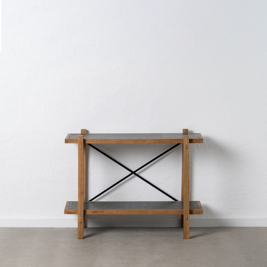 ESTANTERÍA NEGRO-NATURAL MADERA / METAL 107 X 40 X 80 CM