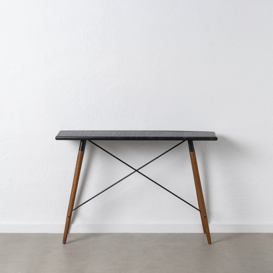 CONSOLA NEGRO-NATURAL DM-METAL 120 X 38 X 81 CM