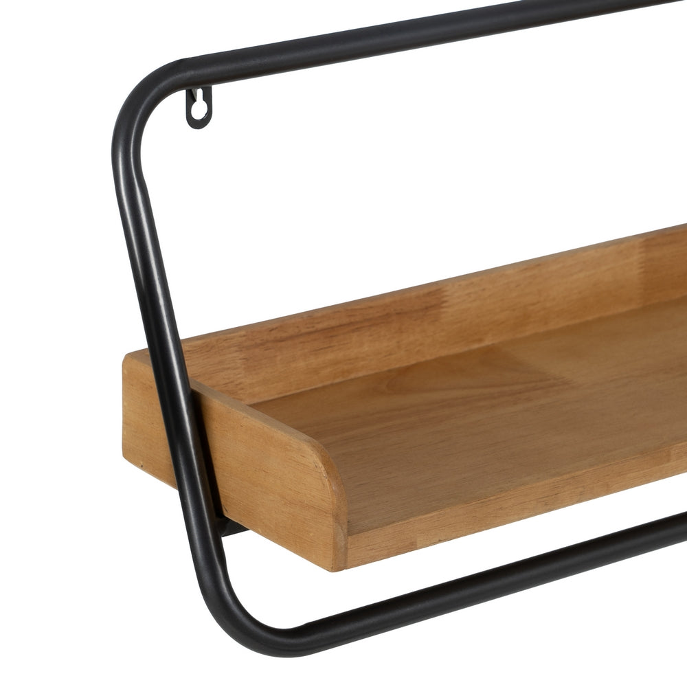 WALL SHELF BLACK-NATURAL 120 X 18 X 30 CM