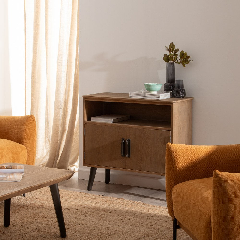 MUEBLE RECIBIDOR NATURAL-NEGRO 90 X 41 X 81 CM