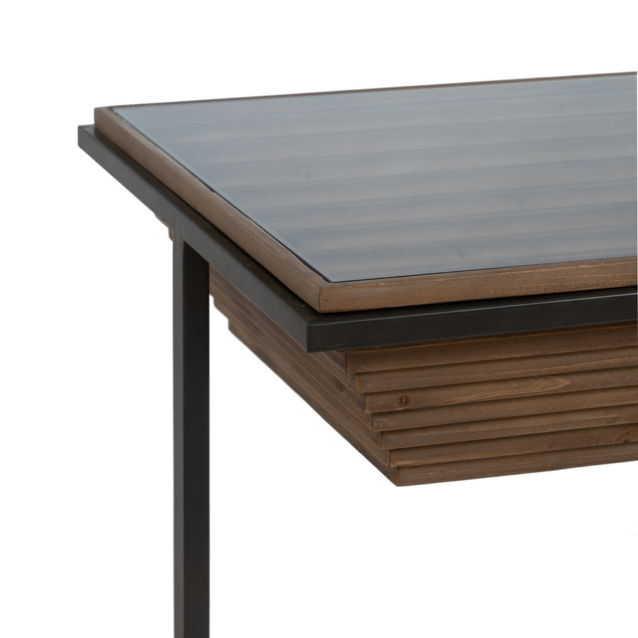 MESA CENTRO NATURAL-NEGRO MADERA-METAL 120 X 60 X 43,50 CM
