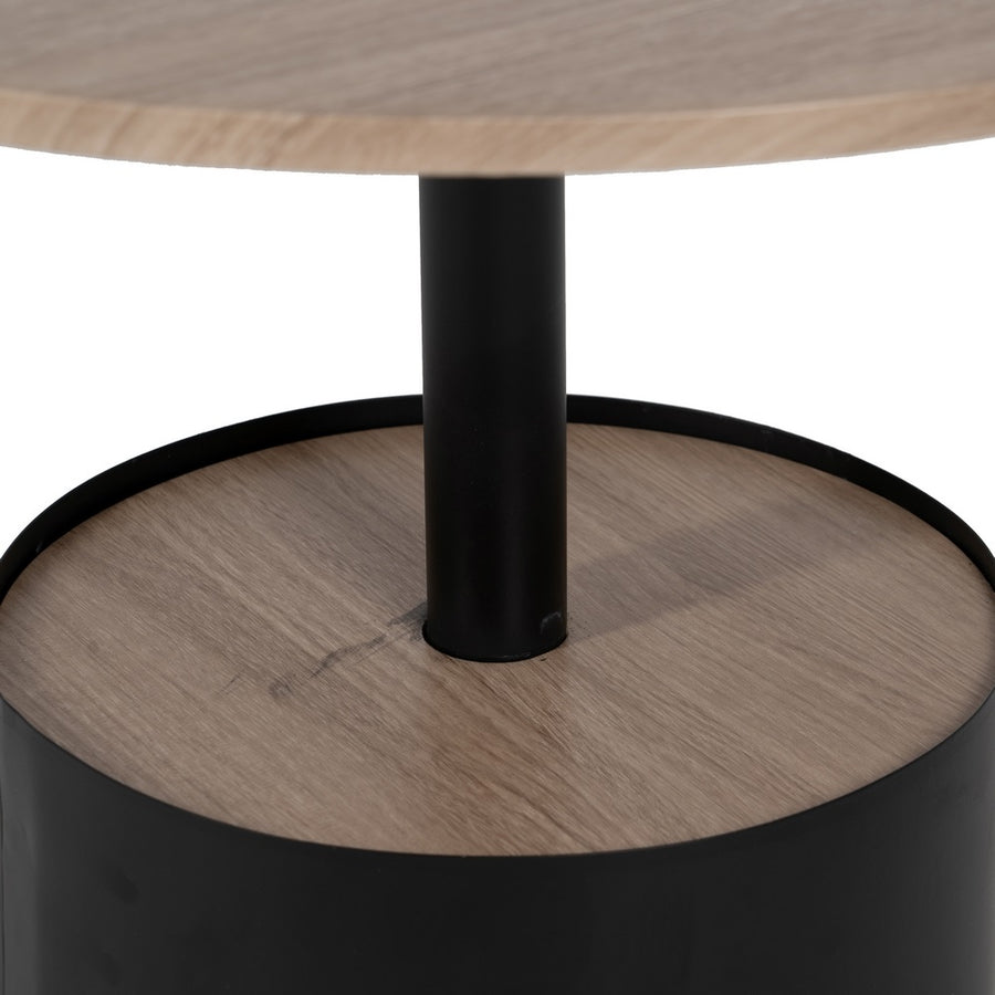 MESA CENTRO NEGRO-NATURAL DM-METAL 65 X 65 X 37,50 CM