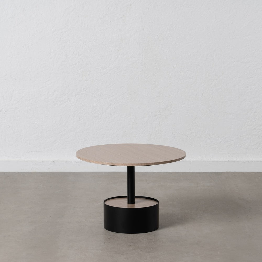 MESA CENTRO NEGRO-NATURAL DM-METAL 65 X 65 X 37,50 CM