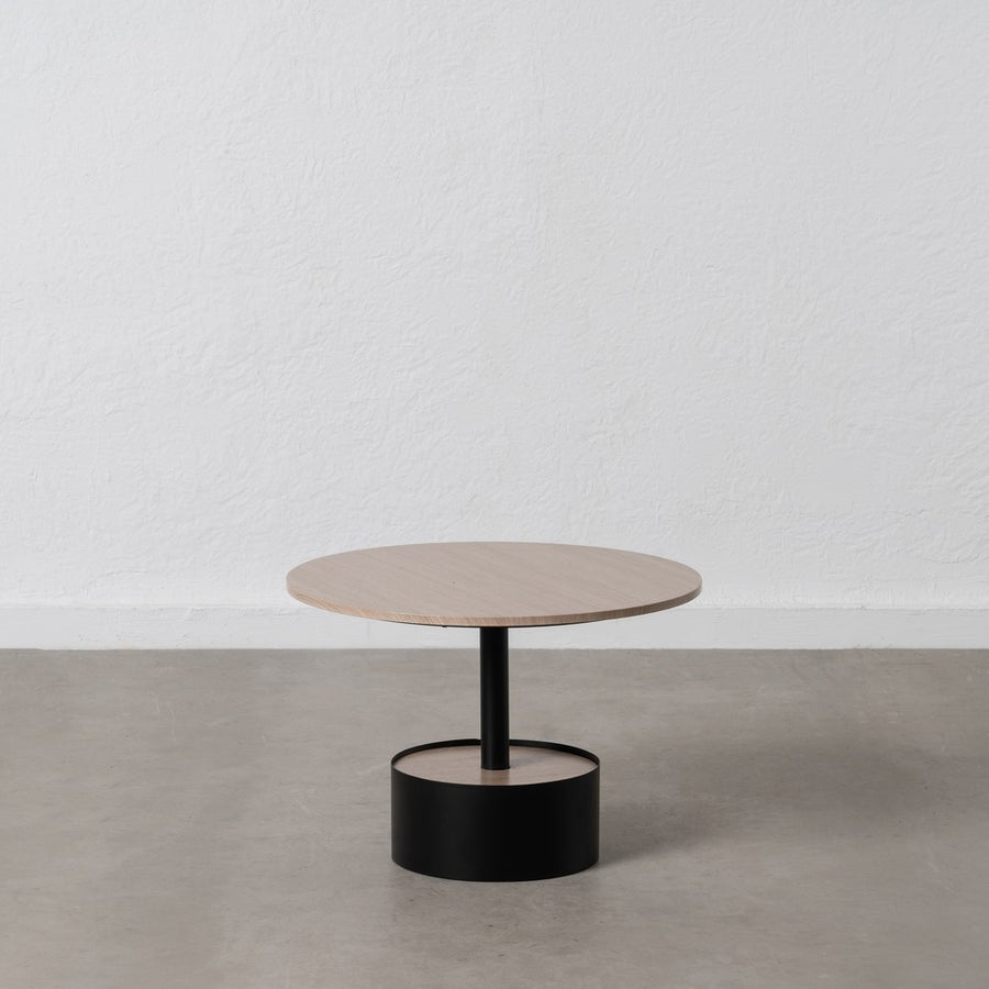 MESA CENTRO NEGRO-NATURAL DM-METAL 65 X 65 X 37,50 CM