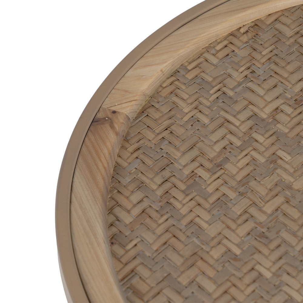 MESA AUXILIAR NATURAL METAL-RATÁN 55 X 55 X 50 CM