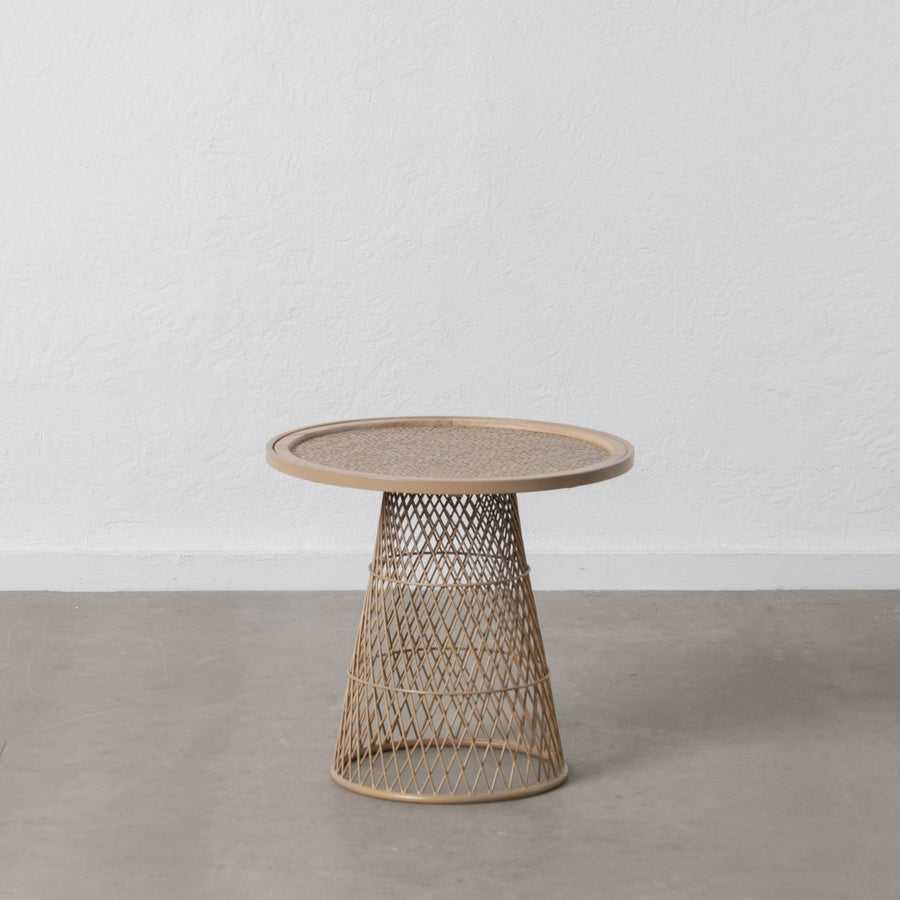 MESA AUXILIAR NATURAL METAL-RATÁN 55 X 55 X 50 CM