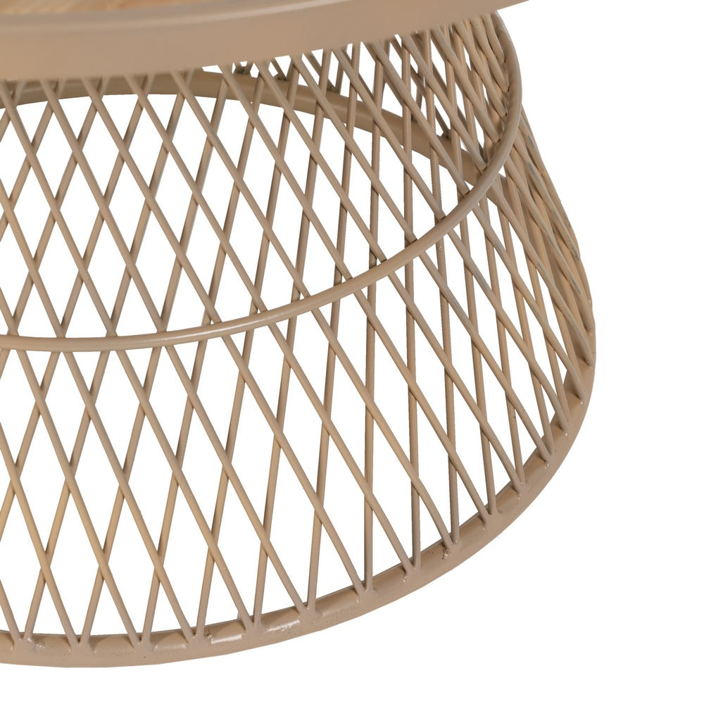 NATURAL METAL-RATTAN COFFEE TABLE 70 X 70 X 39.50 CM