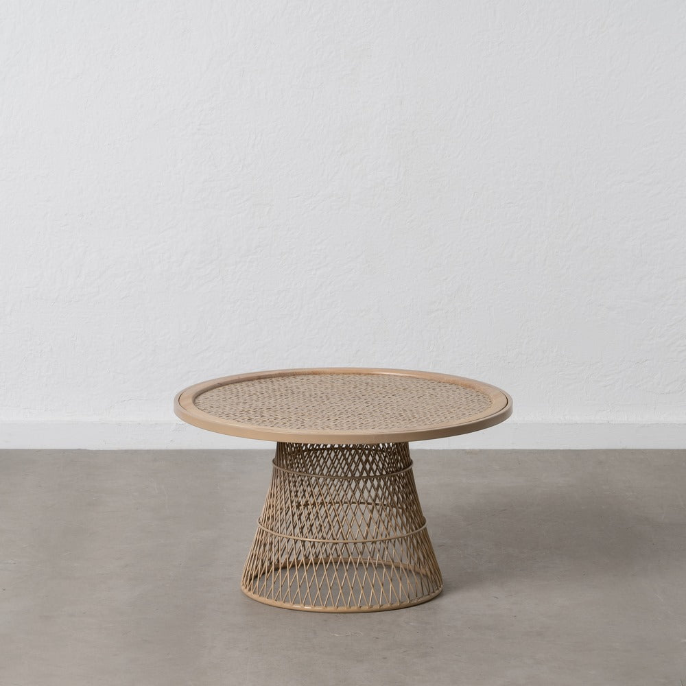 MESA CENTRO NATURAL METAL-RATÁN 70 X 70 X 39,50 CM