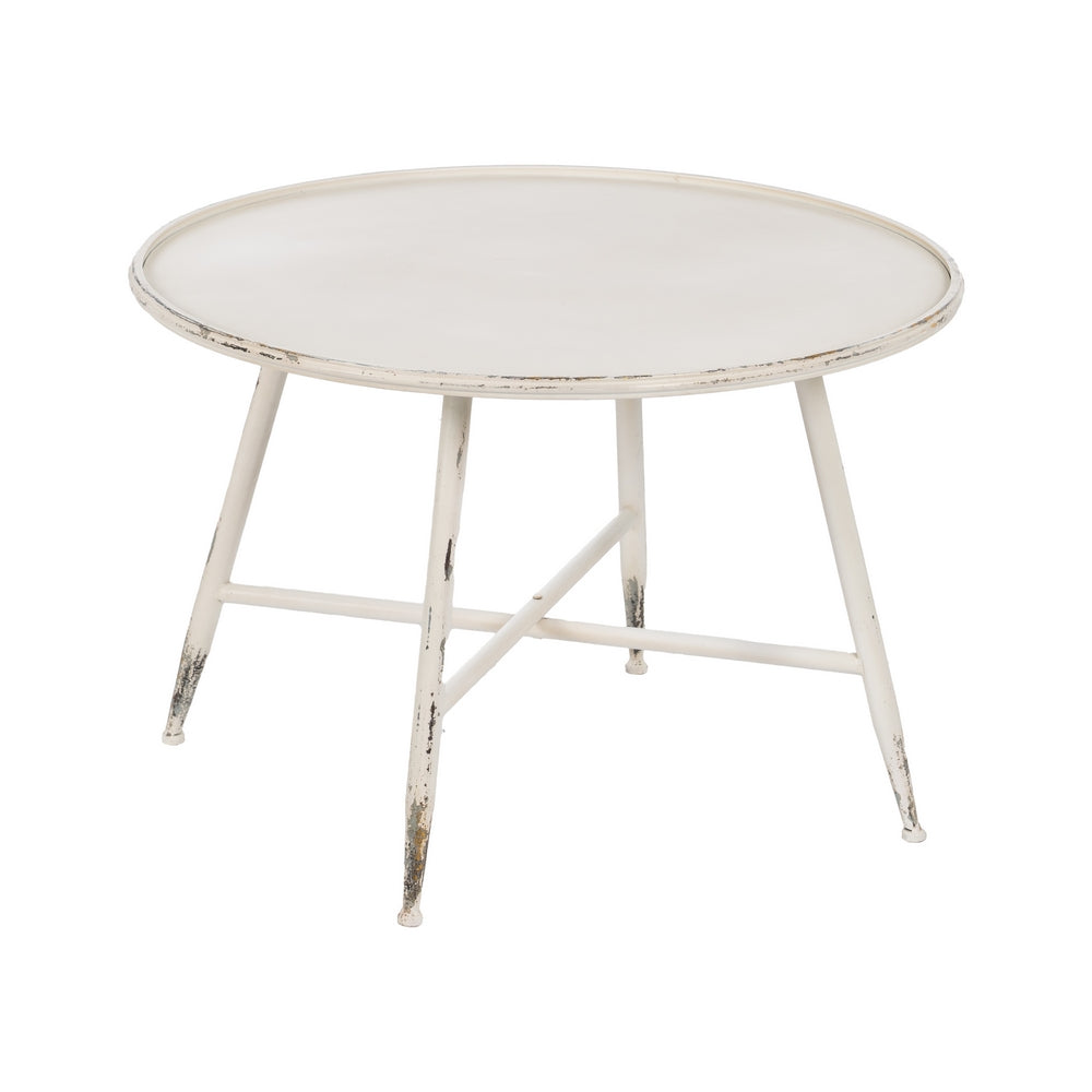 MESA CENTRO CREMA METAL 75 X 75 X 50 CM