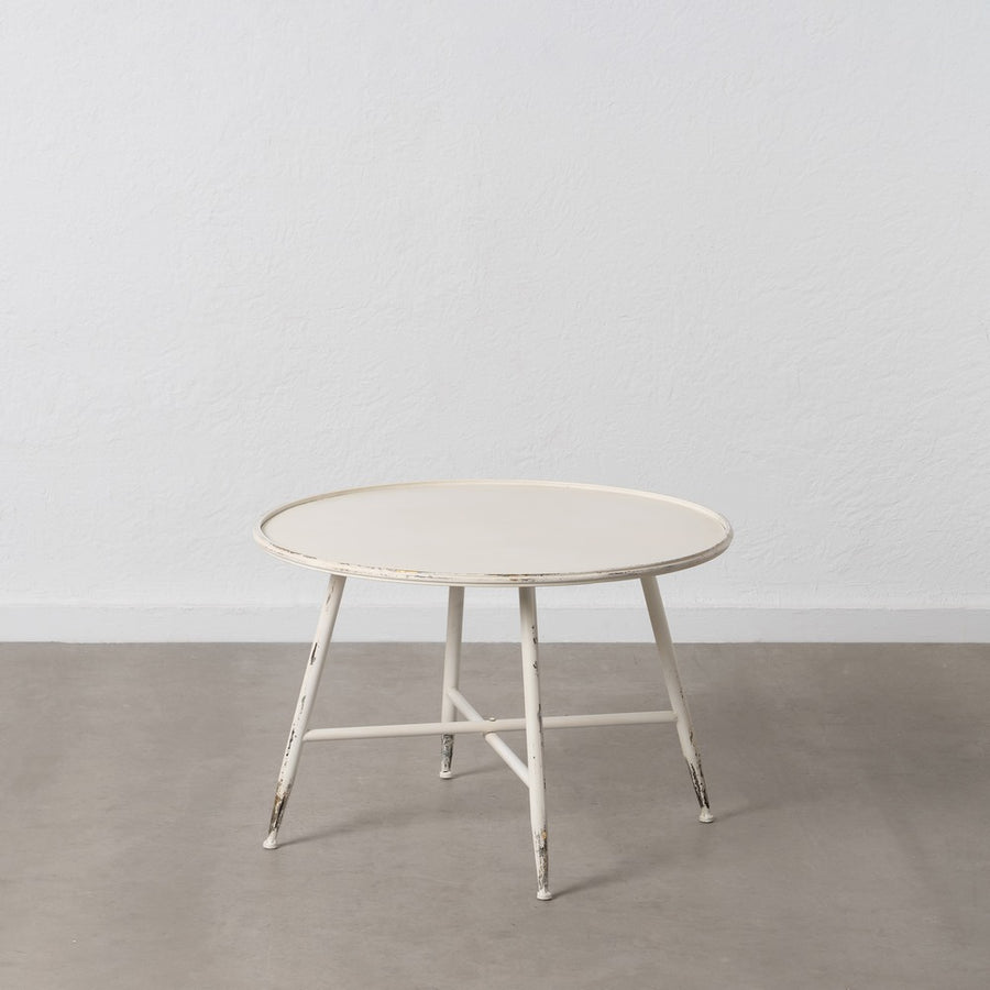 MESA CENTRO CREMA METAL 75 X 75 X 50 CM