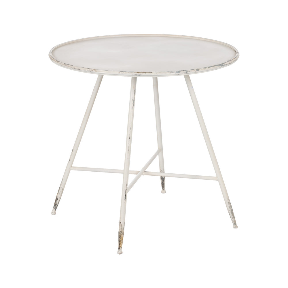 MESA CREMA METAL 80 X 80 X 75 CM