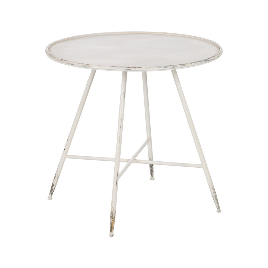MESA CREMA METAL 80 X 80 X 75 CM