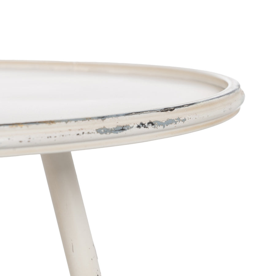 MESA CREMA METAL 80 X 80 X 75 CM