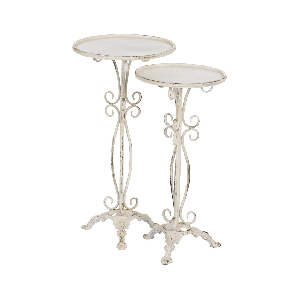 S/2 MESITAS CREMA METAL 40 X 40 X 77 CM