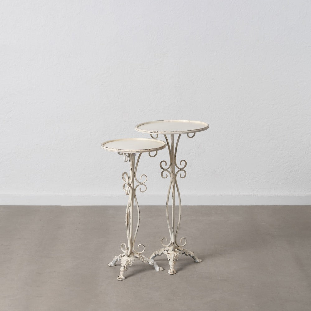 S/2 MESITAS CREMA METAL 40 X 40 X 77 CM