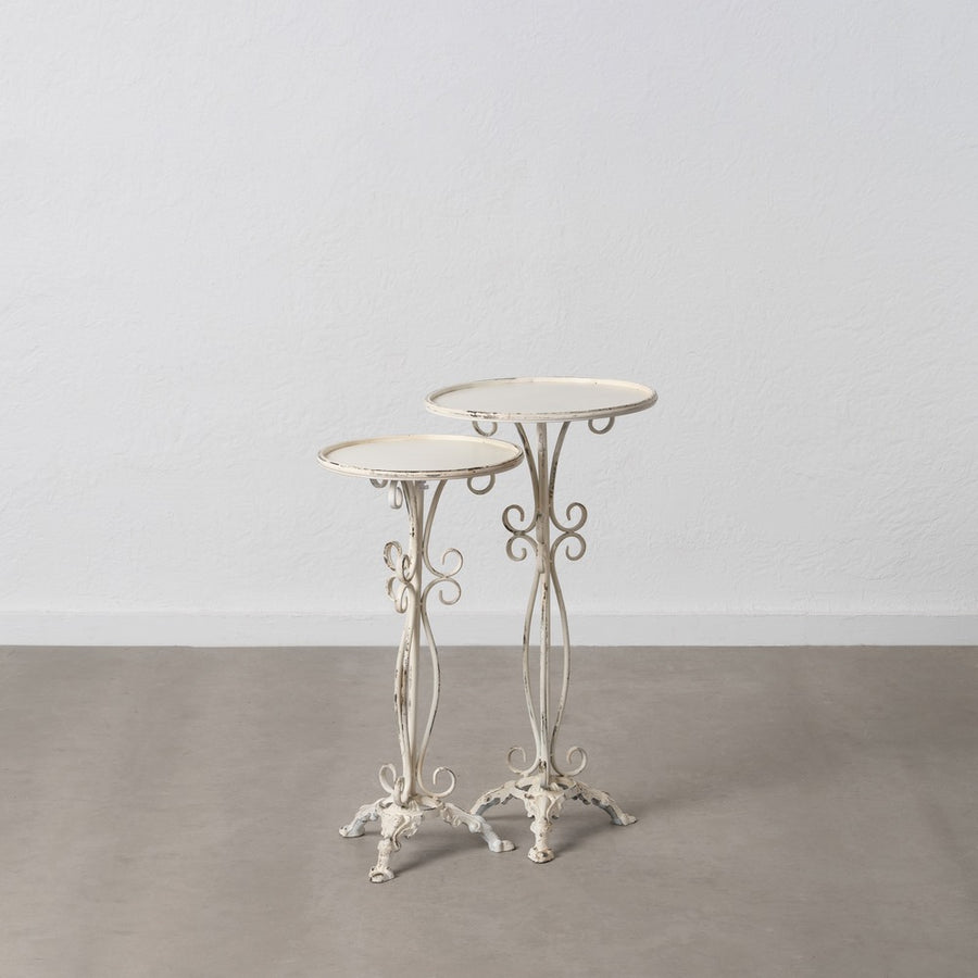 S/2 MESITAS CREMA METAL 40 X 40 X 77 CM
