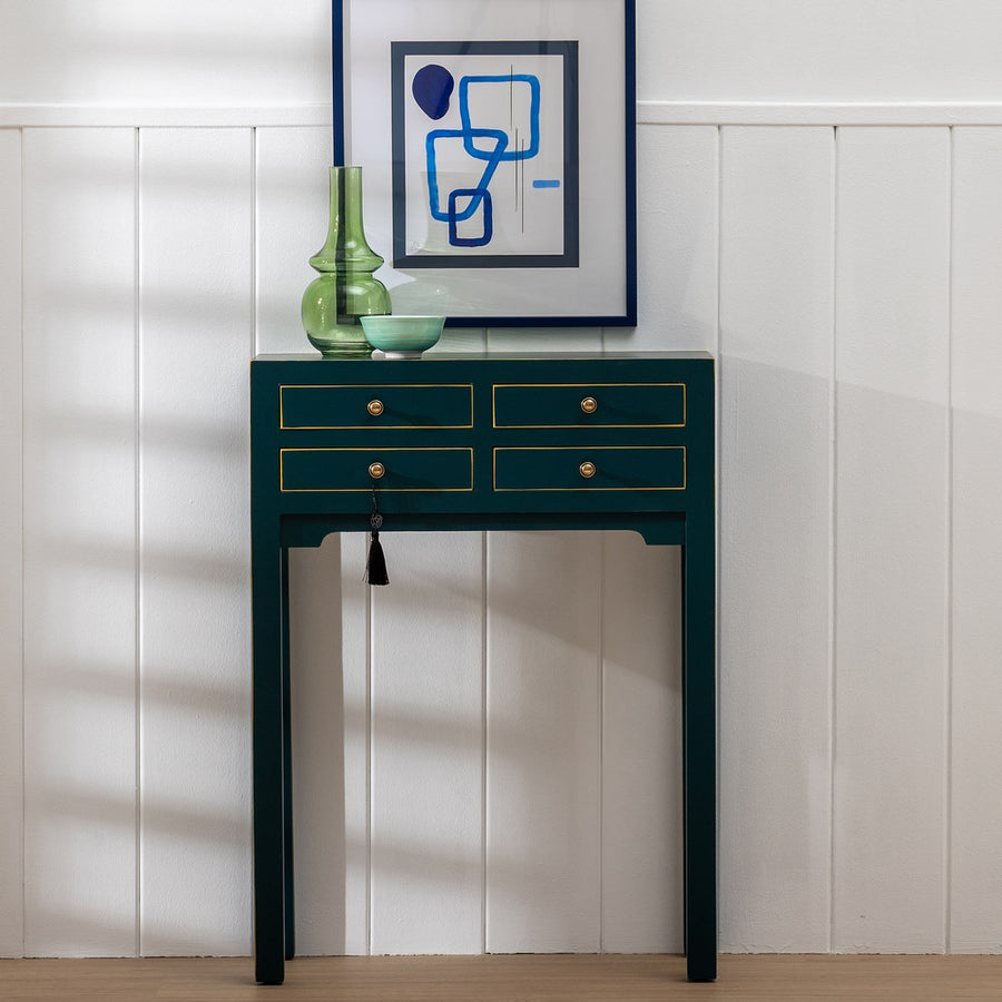 CONSOLA AZUL MADERA 63 X 26 X 85 CM