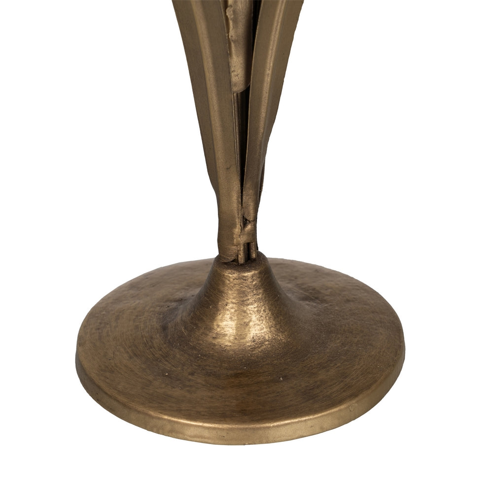 GOLD METAL CANDLE HOLDER DECORATION 23 X 23 X 43 CM