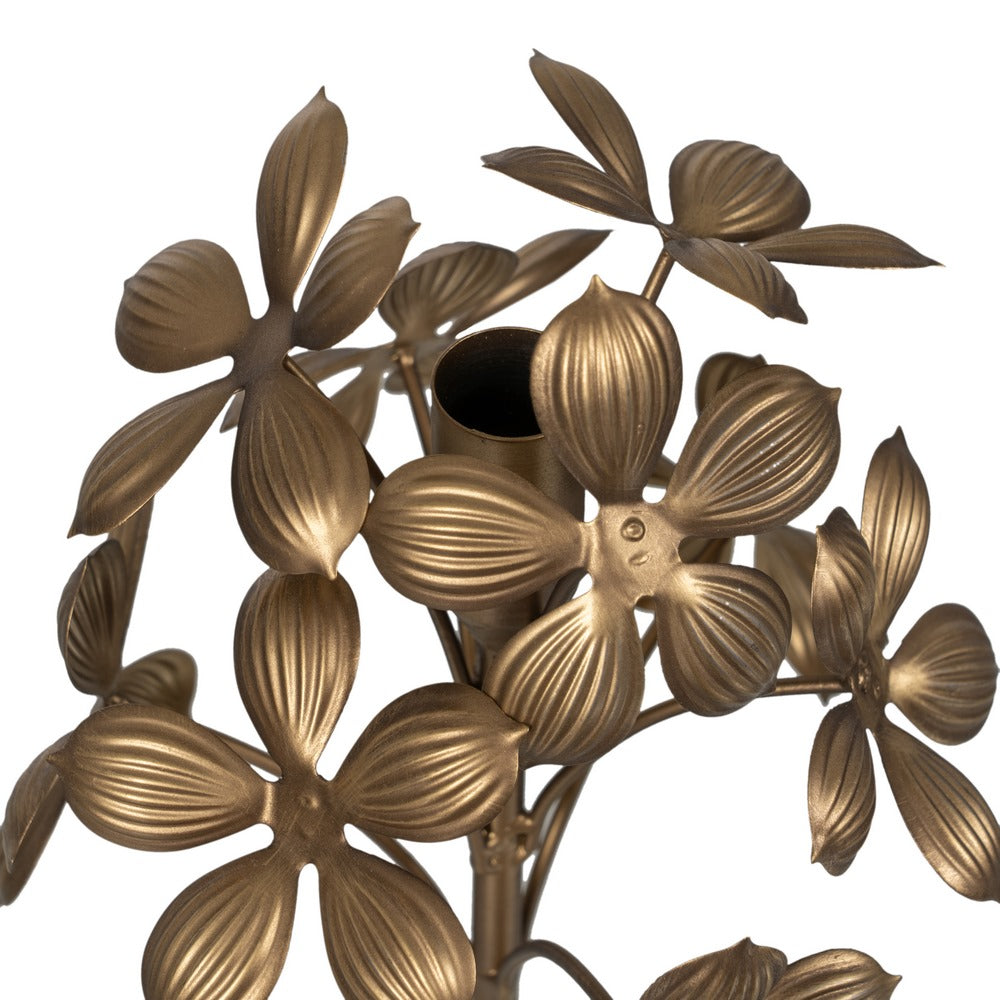 PORTAVELAS ORO METAL DECORACIÓN 15 X 15 X 50 CM