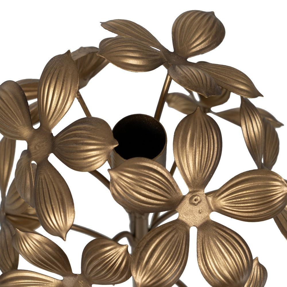 GOLD METAL CANDLE HOLDER DECORATION 15 X 15 X 40 CM