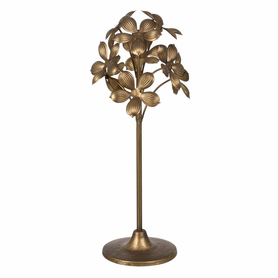 PORTAVELAS ORO METAL DECORACIÓN 15 X 15 X 40 CM
