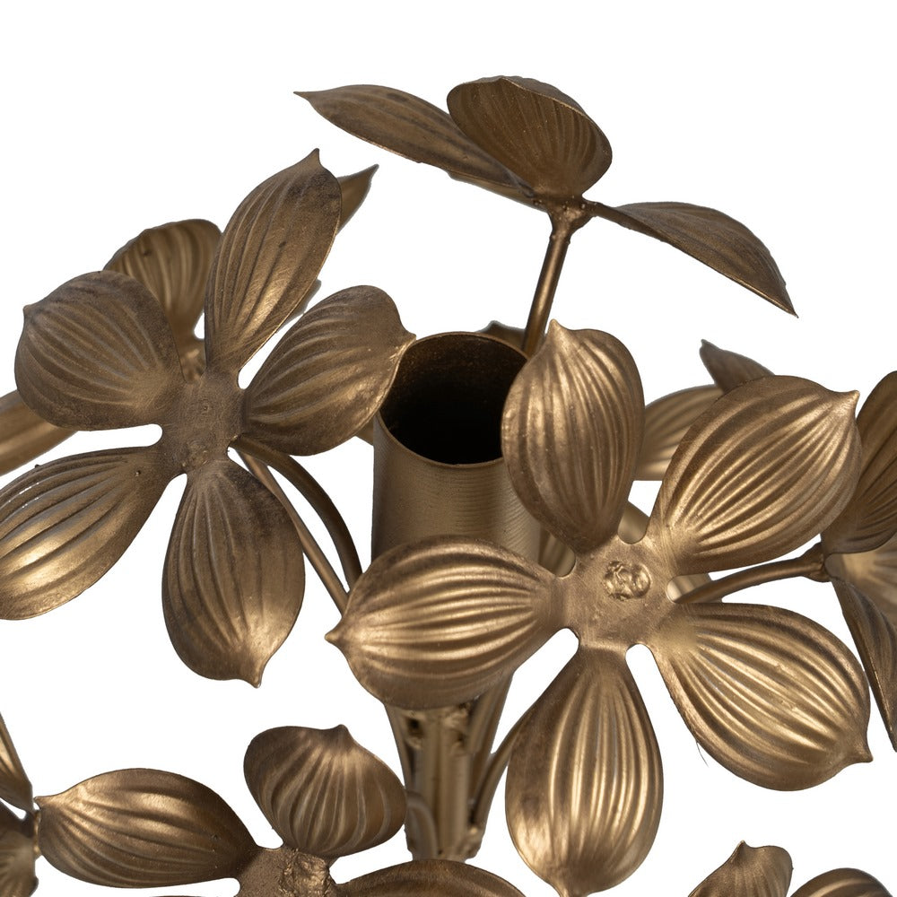 GOLD METAL CANDLE HOLDER DECORATION 15 X 15 X 30 CM