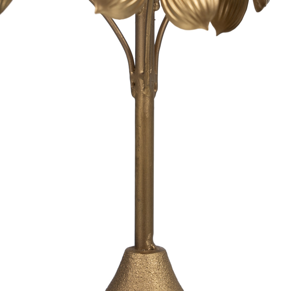 GOLD METAL CANDLE HOLDER DECORATION 15 X 15 X 30 CM