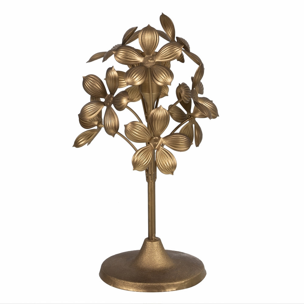 GOLD METAL CANDLE HOLDER DECORATION 15 X 15 X 30 CM