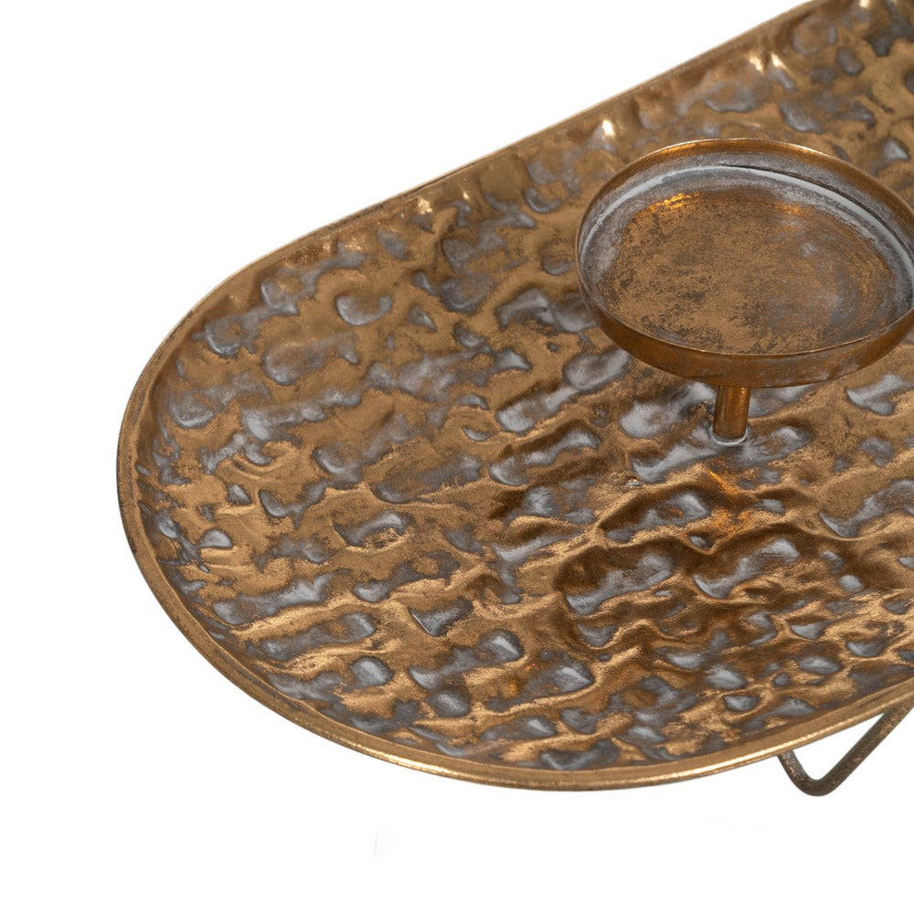 CENTRO 3 PORTAVELAS ORO METAL DECORACIÓN 65 X 23,50 X 10,50