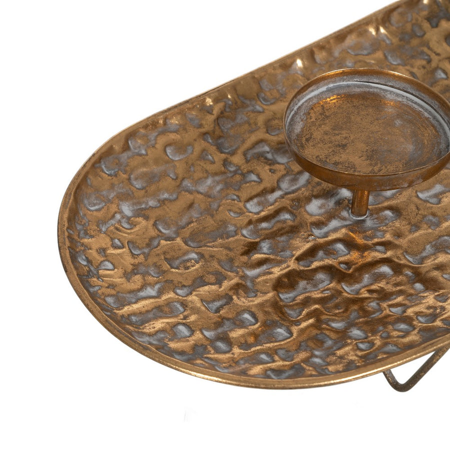 GOLD METAL 3-CANDLE HOLDER CENTERPIECE DECORATION 65 X 23.50 X 10.50