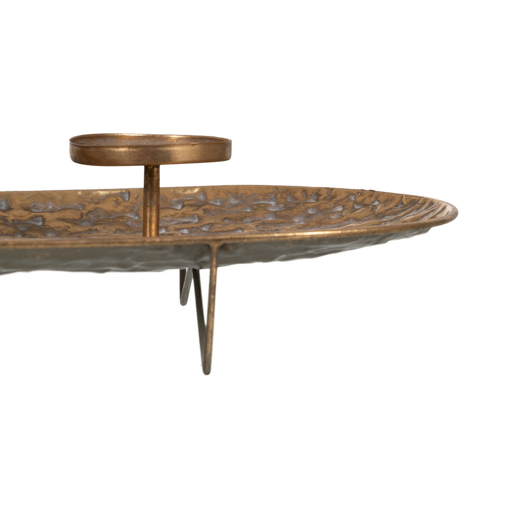 CENTRO 3 PORTAVELAS ORO METAL DECORACIÓN 65 X 23,50 X 10,50