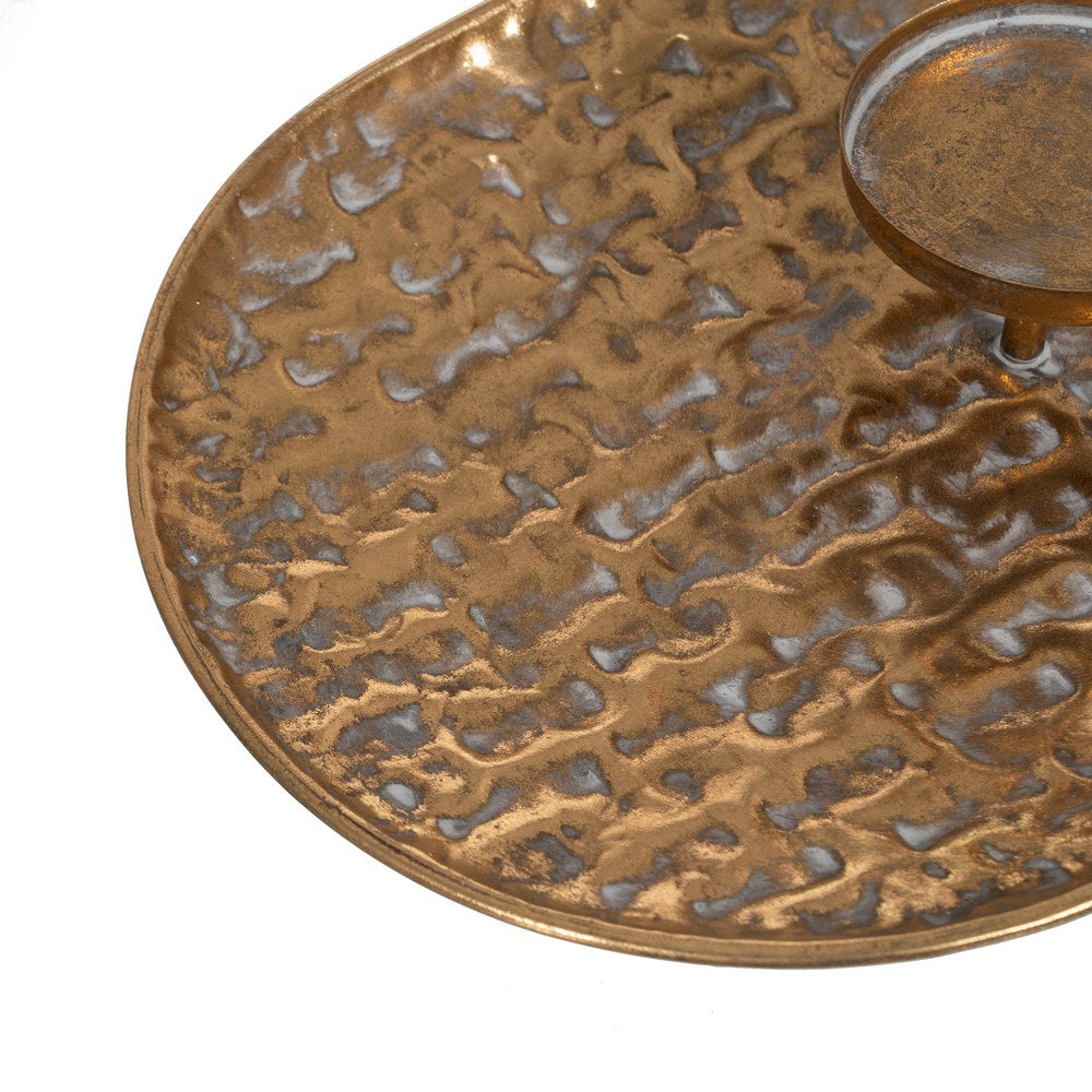 CENTRO 3 PORTAVELAS ORO METAL DECORACIÓN 78 X 28 X 11,50 CM