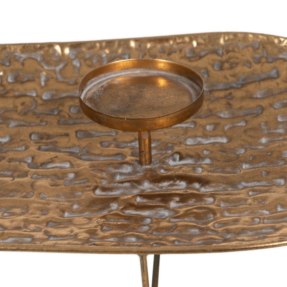 CENTRO 3 PORTAVELAS ORO METAL DECORACIÓN 78 X 28 X 11,50 CM
