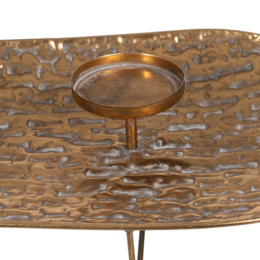 CENTRO 3 PORTAVELAS ORO METAL DECORACIÓN 78 X 28 X 11,50 CM
