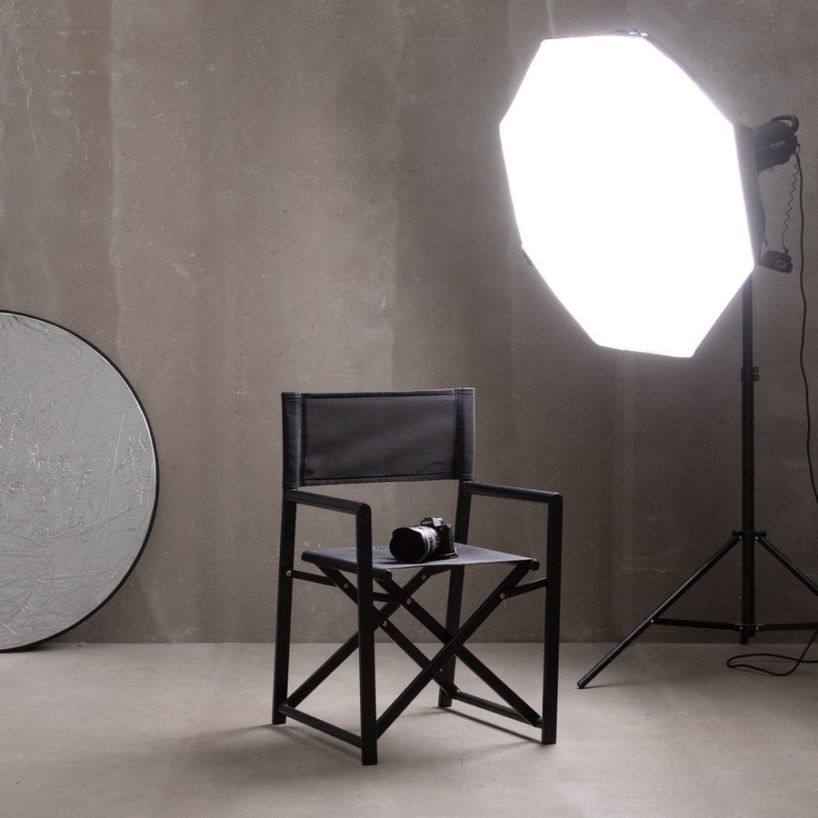 BLACK ALUMINUM-TEXTILENE DIRECTOR CHAIR 56 X 53 X 84 CM